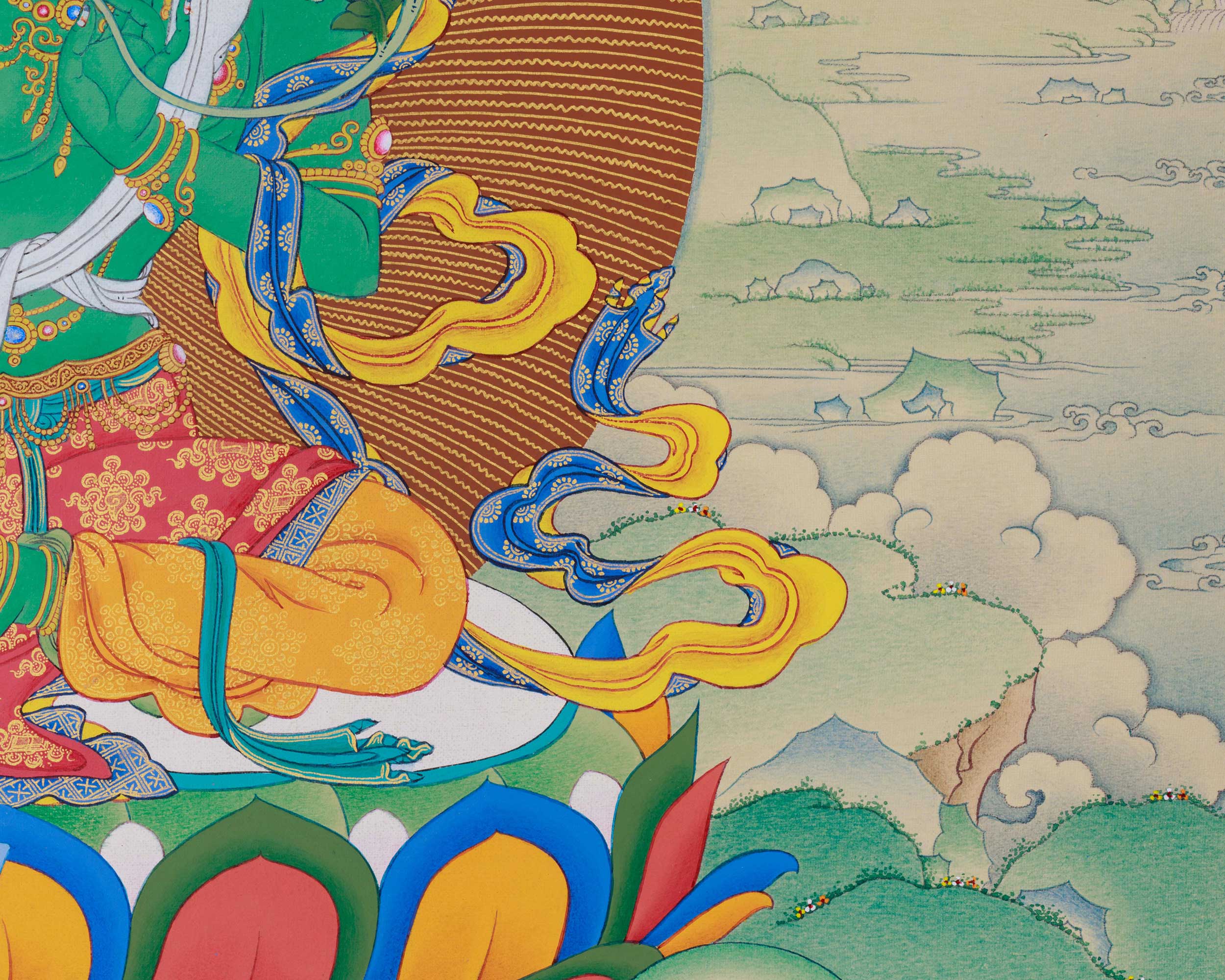 Mother Tara's Thangka Print | High Quality Green Tara Spiritual Reflection