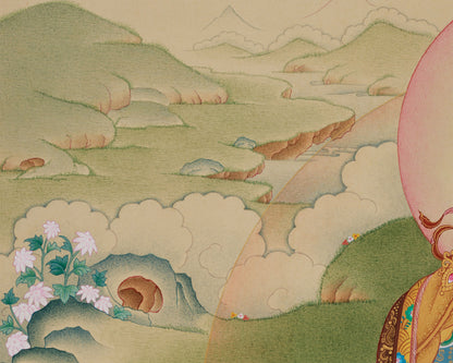 Enlightened Guru Tsokye Dorje Thangka | Peaceful Padmasambhava