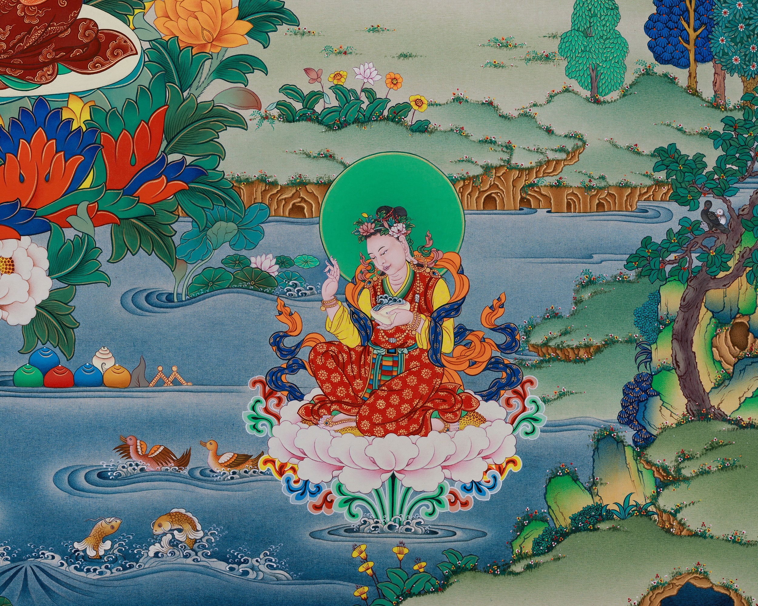 Guru Tsokye Dorje, Peaceful Guru Padmasambhava | Traditional Thangka Print