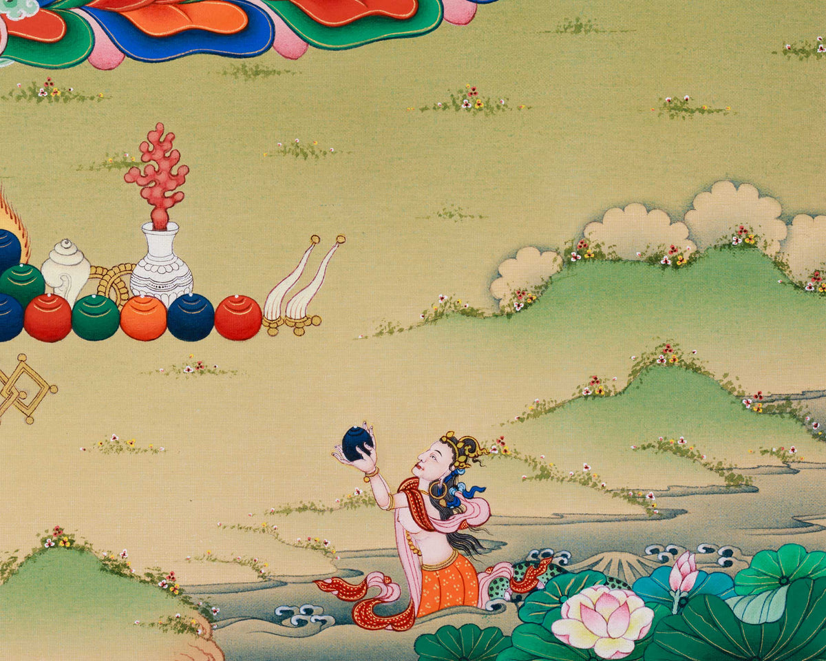 Goddess Green Tara Thangka Print | Guardian of Liberation | Arya Tara For Wall Decoration