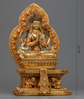 Traditional Buddhist Statue For Avalokiteshvara Chant | Bodhisattva Chenrezig Sculpture