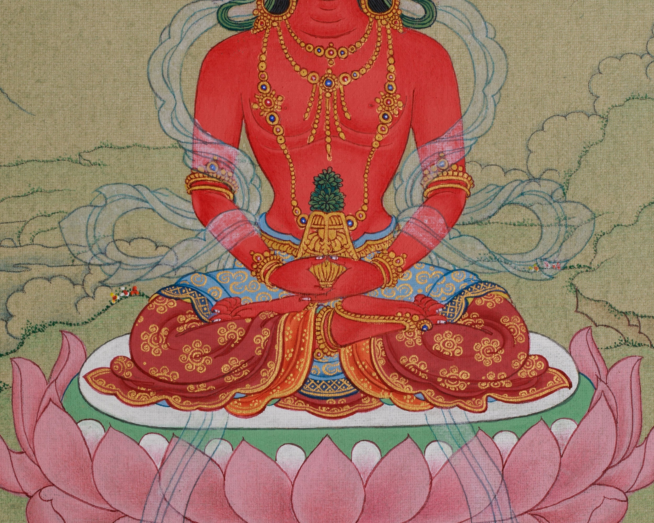 Traditional Thangka of Amitayus | Buddha of Infinite Life and Longevity