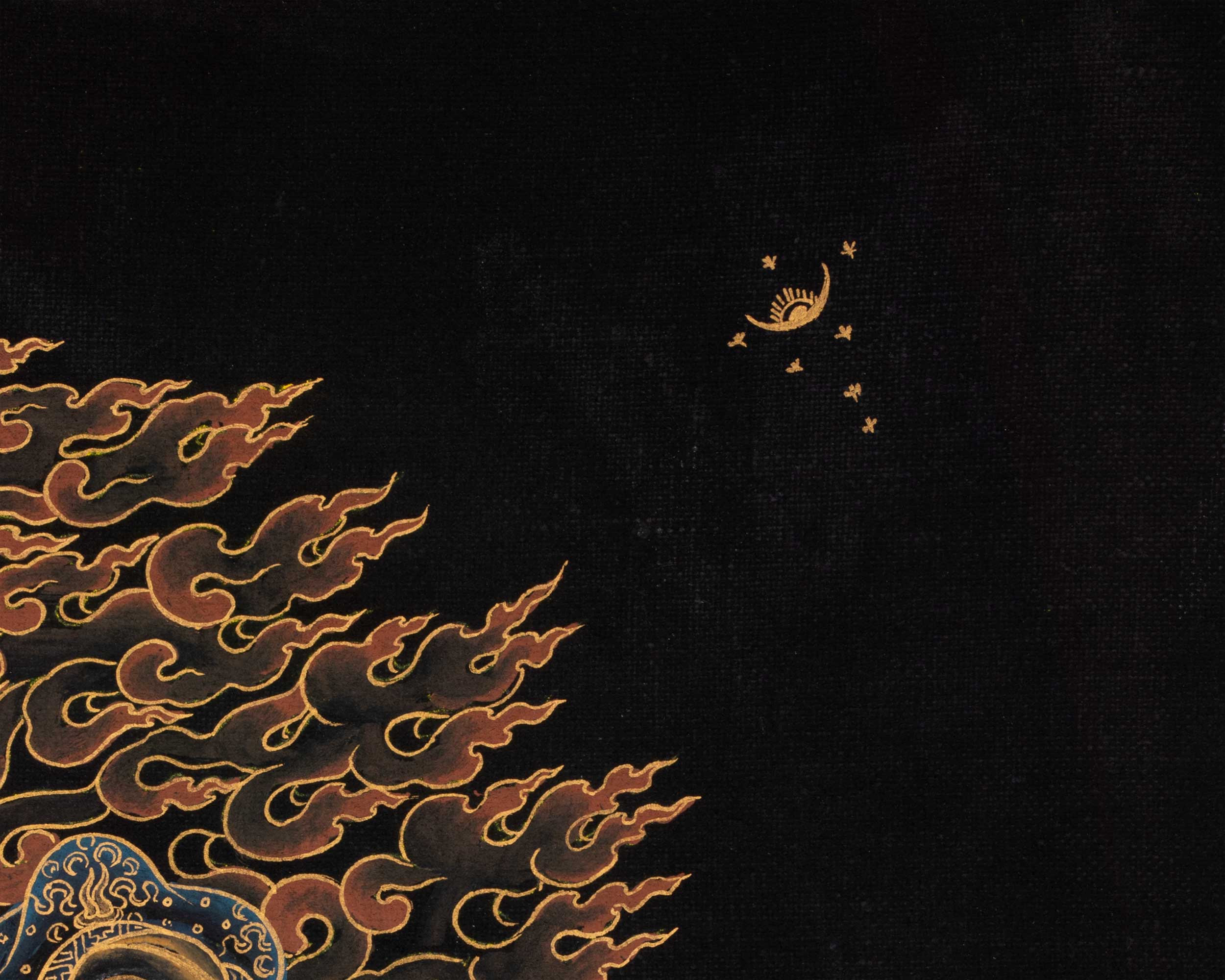 Dorje Drollo Black & Gold Thangka Print | Artwork Of The Golden Guardian | Buddhist Gift Ideas