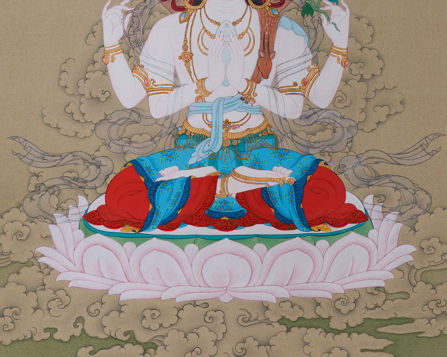 Avalokitesvara | Compassion Bodhisattva Thangka | 24K Gold