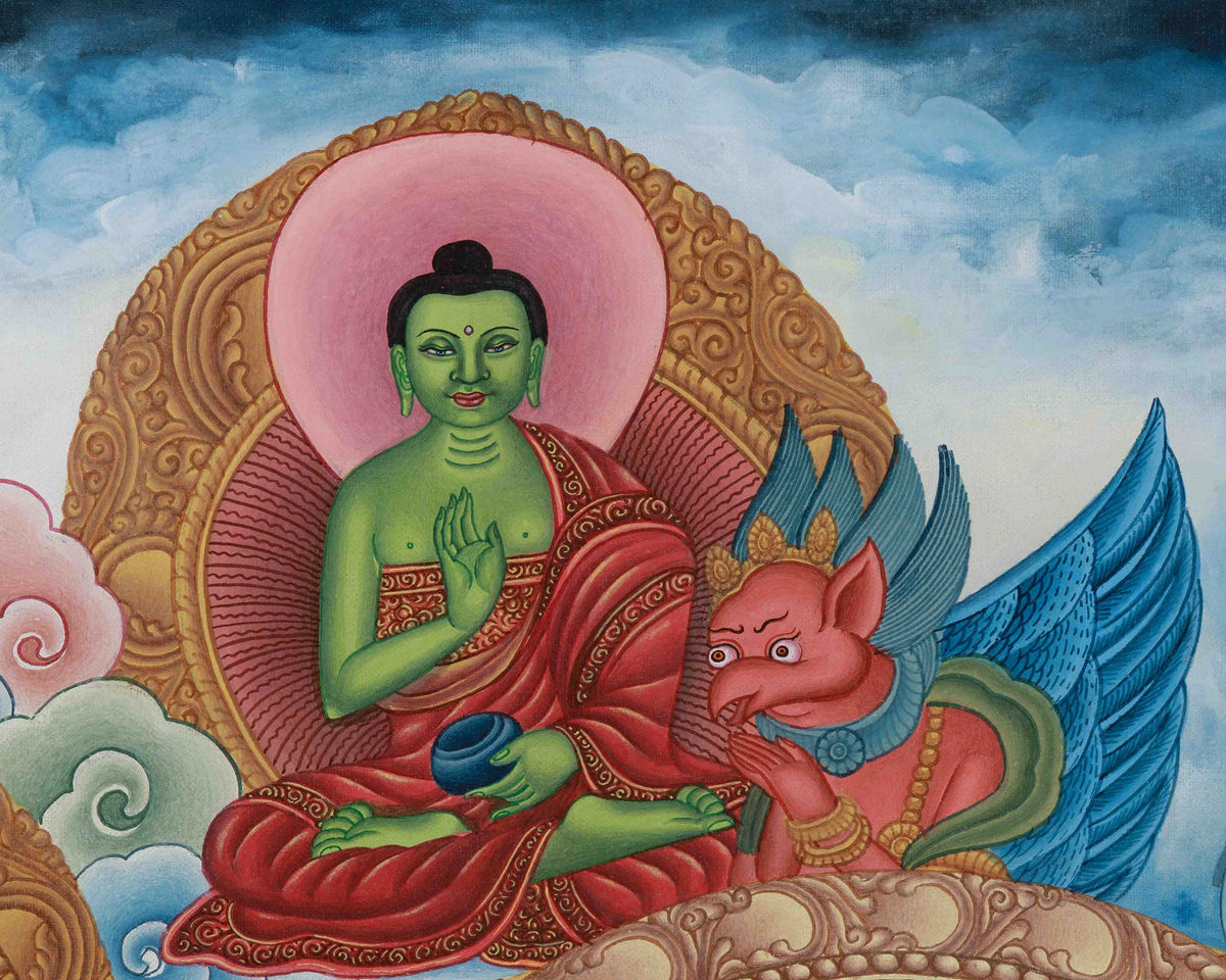 Deity of Wealth, Yellow Dzambhala | Guardian of Prosperity on Cotton Canvas