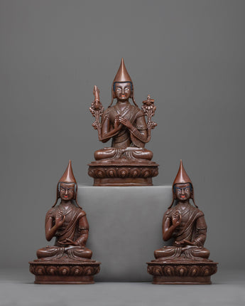Copper Tsongkhapa With Disciples Statue 