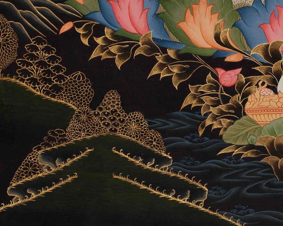 Vajrayana Buddhist Guru Rinpoche Thangka | Guru Padmasambhava Art | Meditation & Spiritual Altar