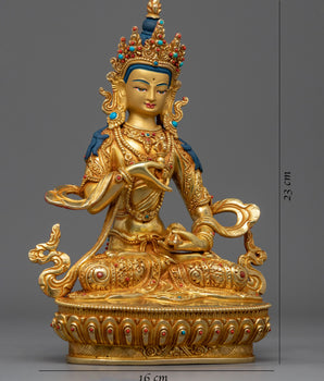 Gold Gilded Bodhisattva Vajrasattva Statue |  Traditional Handcrafted Buddhist Art
