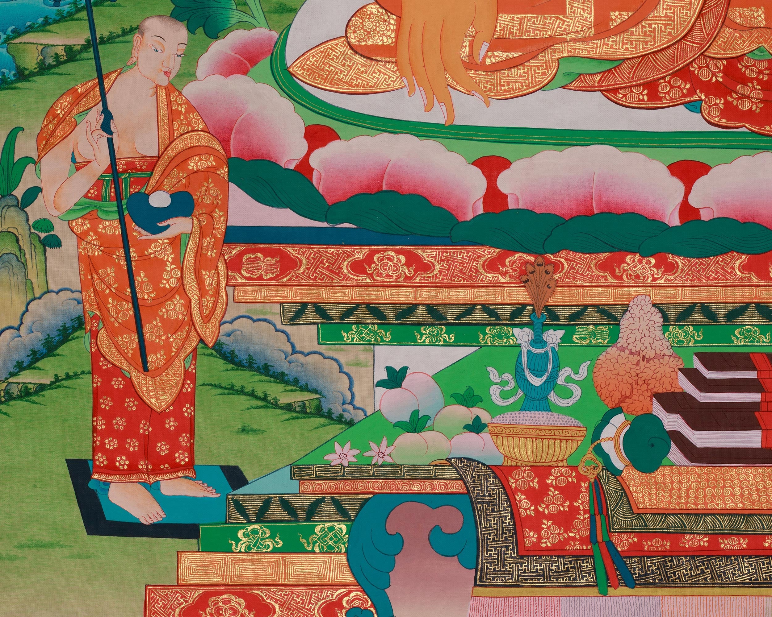 Shakyamuni Buddha With Five Dhyani Buddhas Thangka | Enlightenment and Wisdom