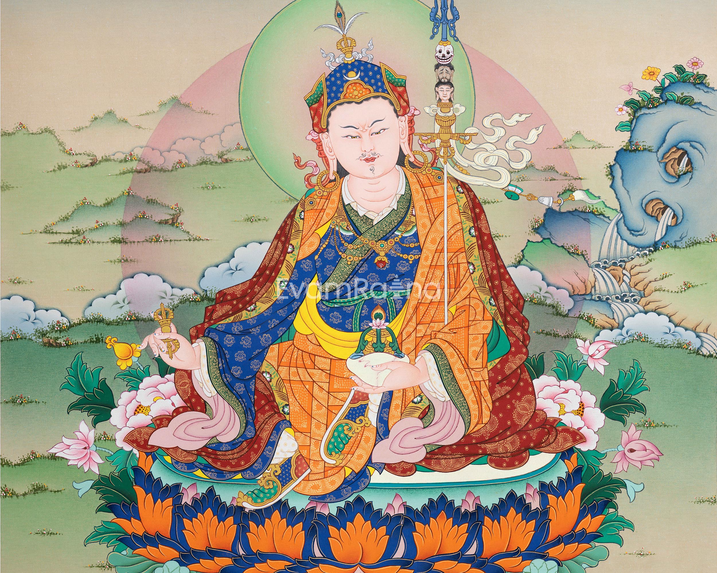 Guru Rinpoche, The Lotus Born | High-Quality Giclee Print of Maha Padmasambhava | Wall Hanging Decors