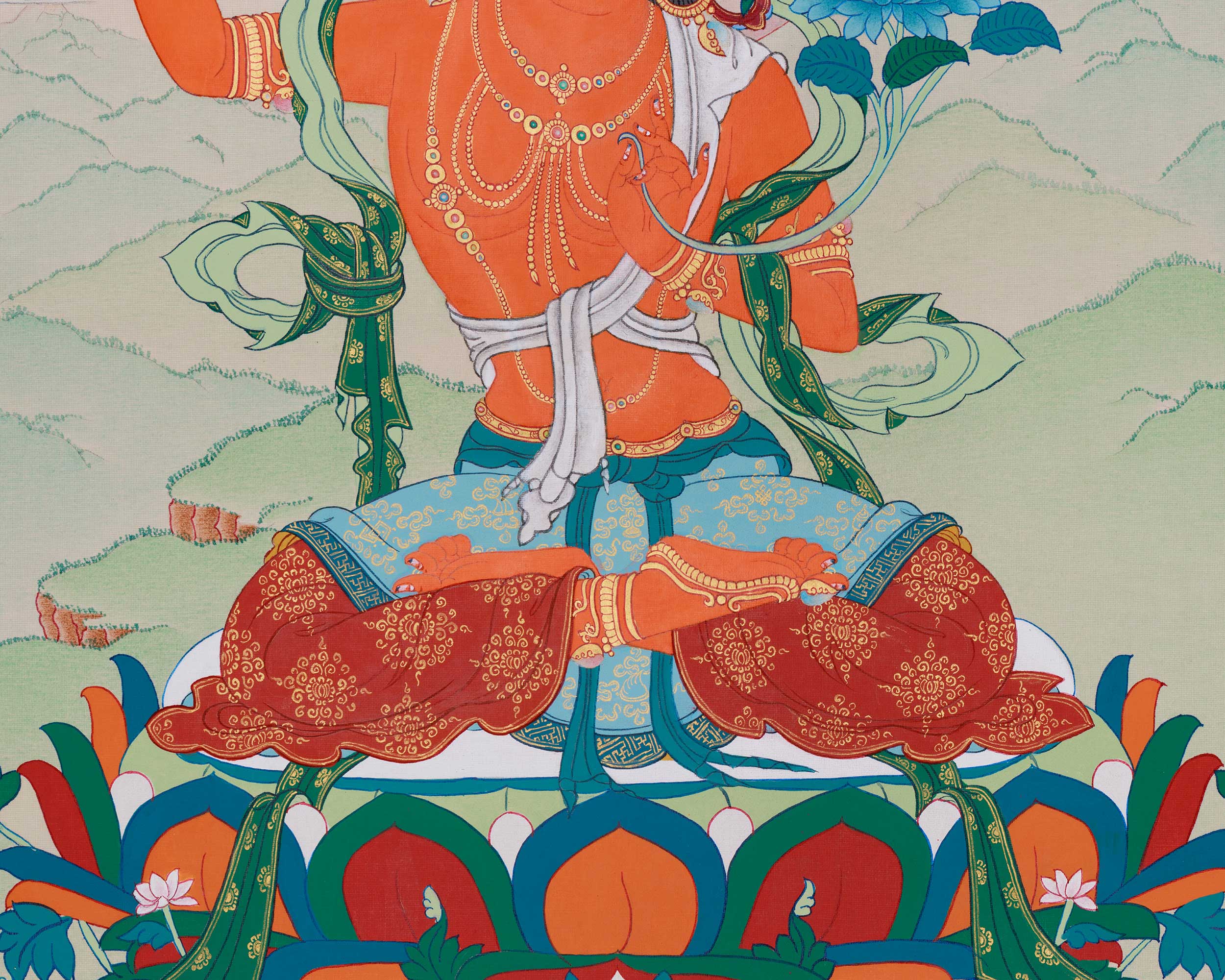 Thangka of Manjushri Wisdom Buddha | Enlightened Deity of Insight and Knowledge