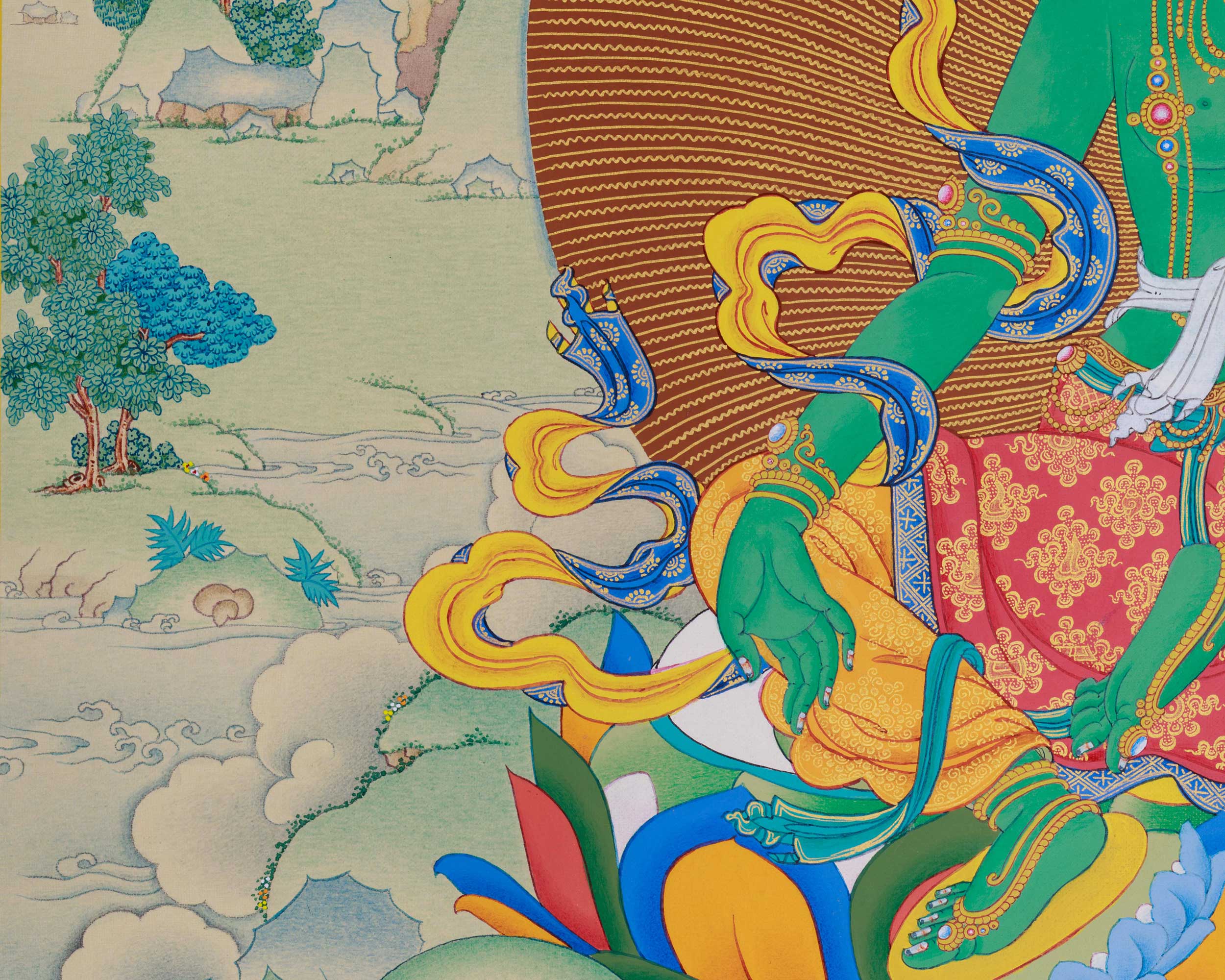 Mother Tara's Thangka Print | High Quality Green Tara Spiritual Reflection