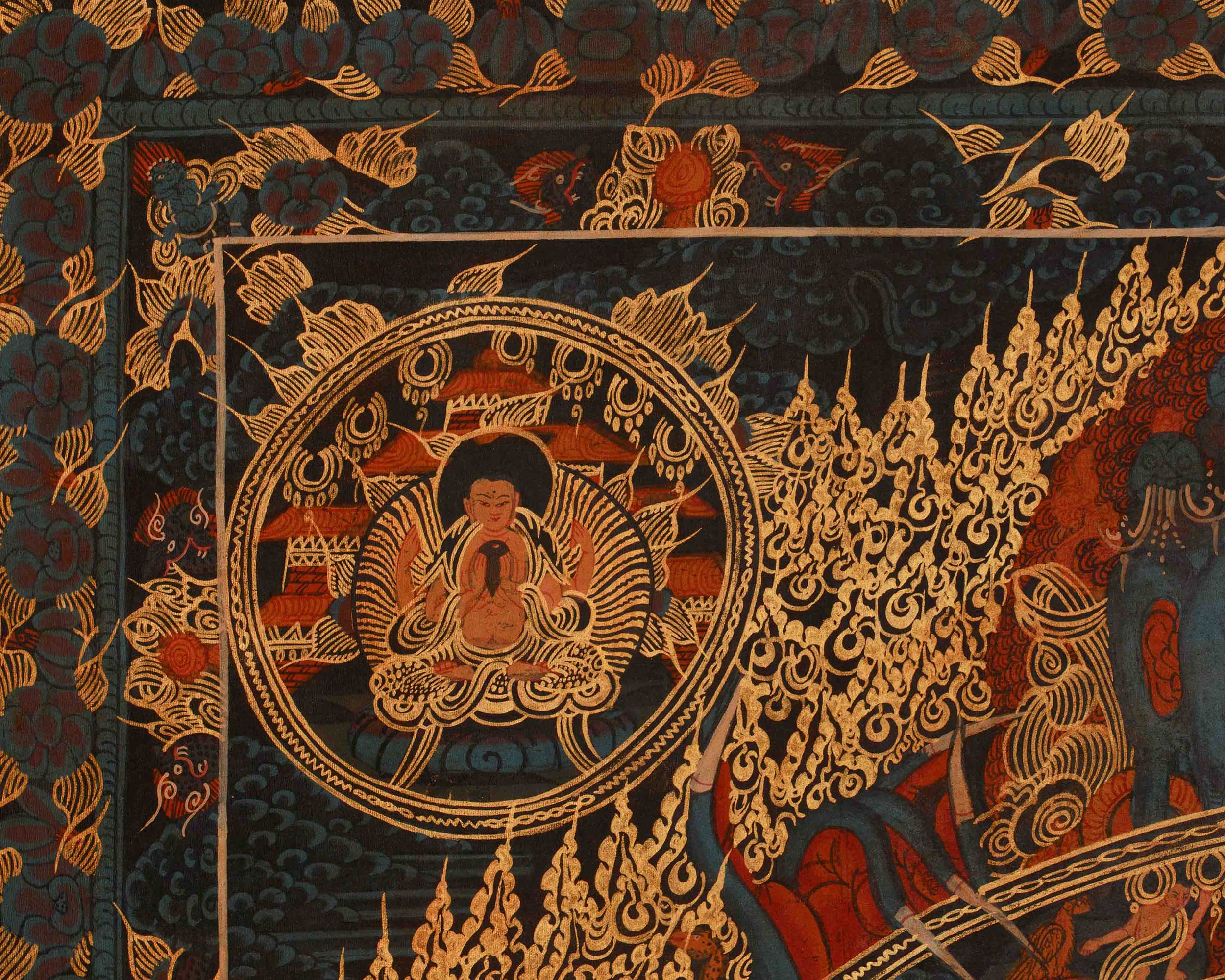 Buddhist Wheel Of Life Artwork | Tibetan Thangka Art | Sacred Meditation Mandala for Spiritual Home and Altar