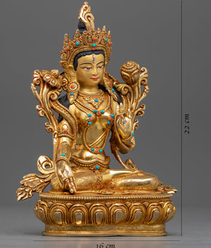 Small White Tara Statue | Female Bodhisattva of Compassionate Activity