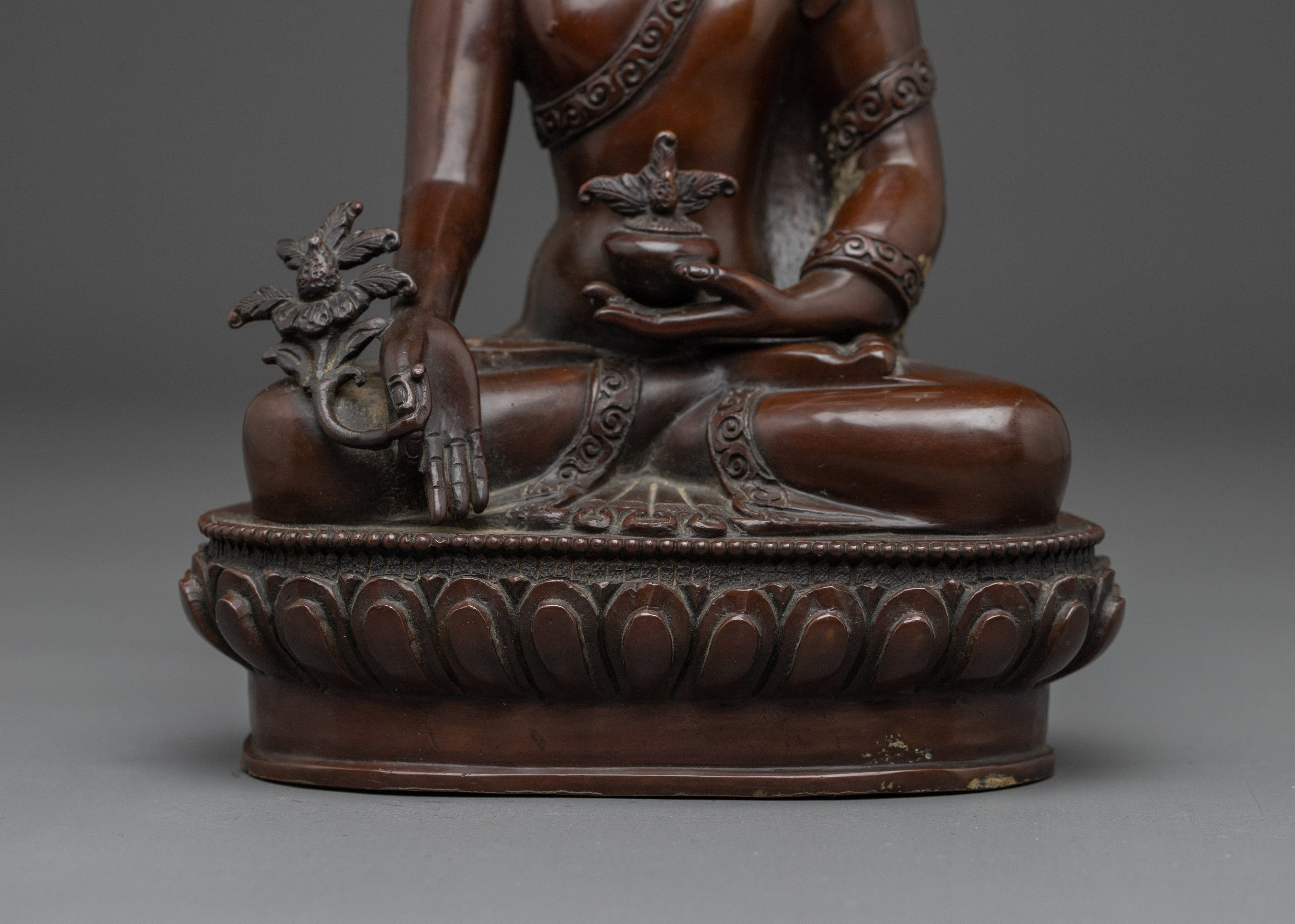 Supreme Healer Bhaisajyaguru Art | Medicine Buddha Oxidized Statue
