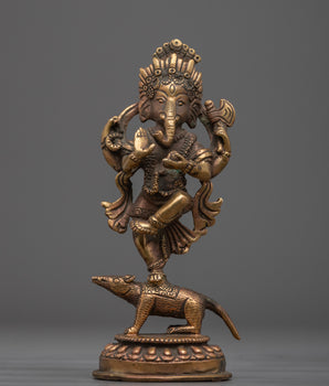 Handcrafted Ganesh Decor Statue | Exquisite Copper Body Sculpture for Home Décor