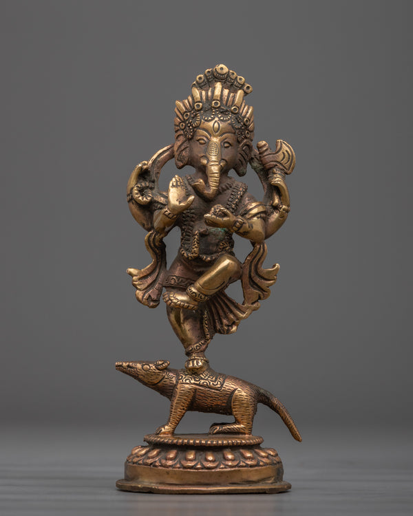 Handcrafted Ganesh Decor Statue | Exquisite Copper Body Sculpture for Home Décor