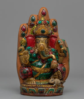 Ganesh Statue Palm Throne