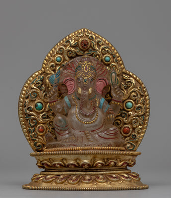 Crystal Ganesha Statue with Throne