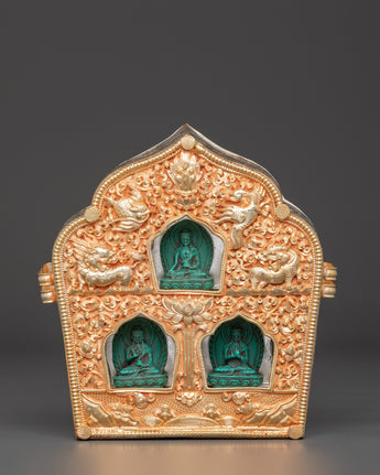 Spiritual Ghau box With Three Buddha Figures 