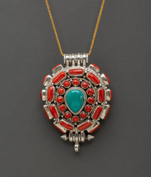 Turquoise coral pendant