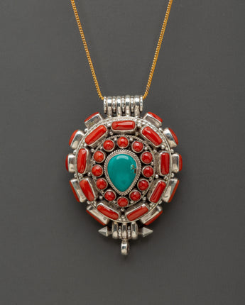 Turquoise coral pendant