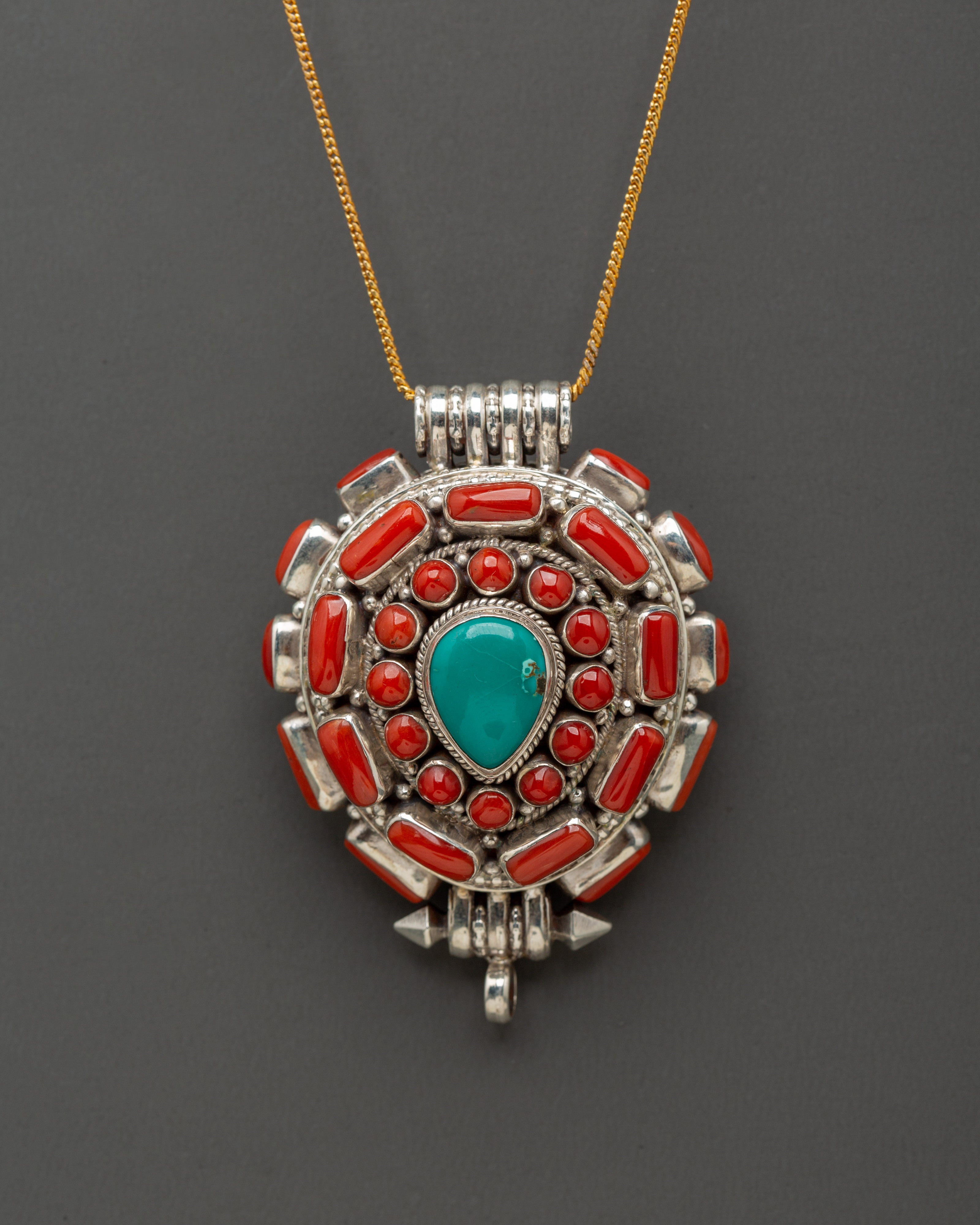 Turquoise coral pendant