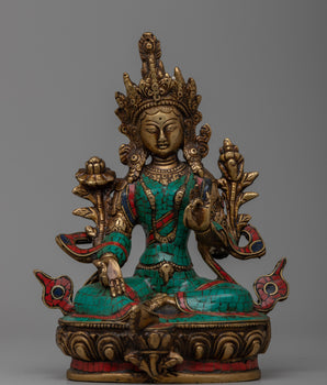 Green Brass Tara Statue