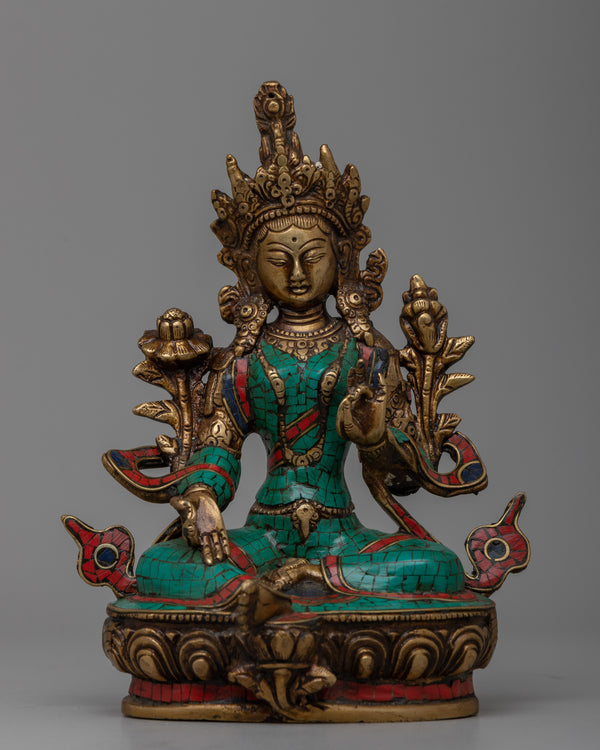 Green Brass Tara Statue