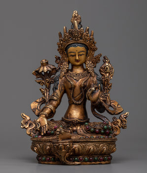 Copper Green Tara Statue | Divine Goddess for Healing and Empowerment