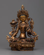 Copper Green Tara Statue | Divine Goddess for Healing and Empowerment