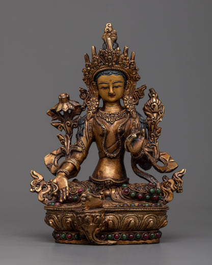 Copper Green Tara Statue | Divine Goddess for Healing and Empowerment