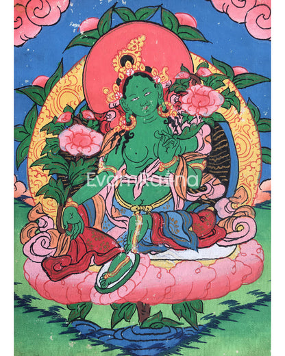 Vintage Green Tara 6.5 x 6.5 cm for your shrine | Wall hanging Decoration for Relaxation |