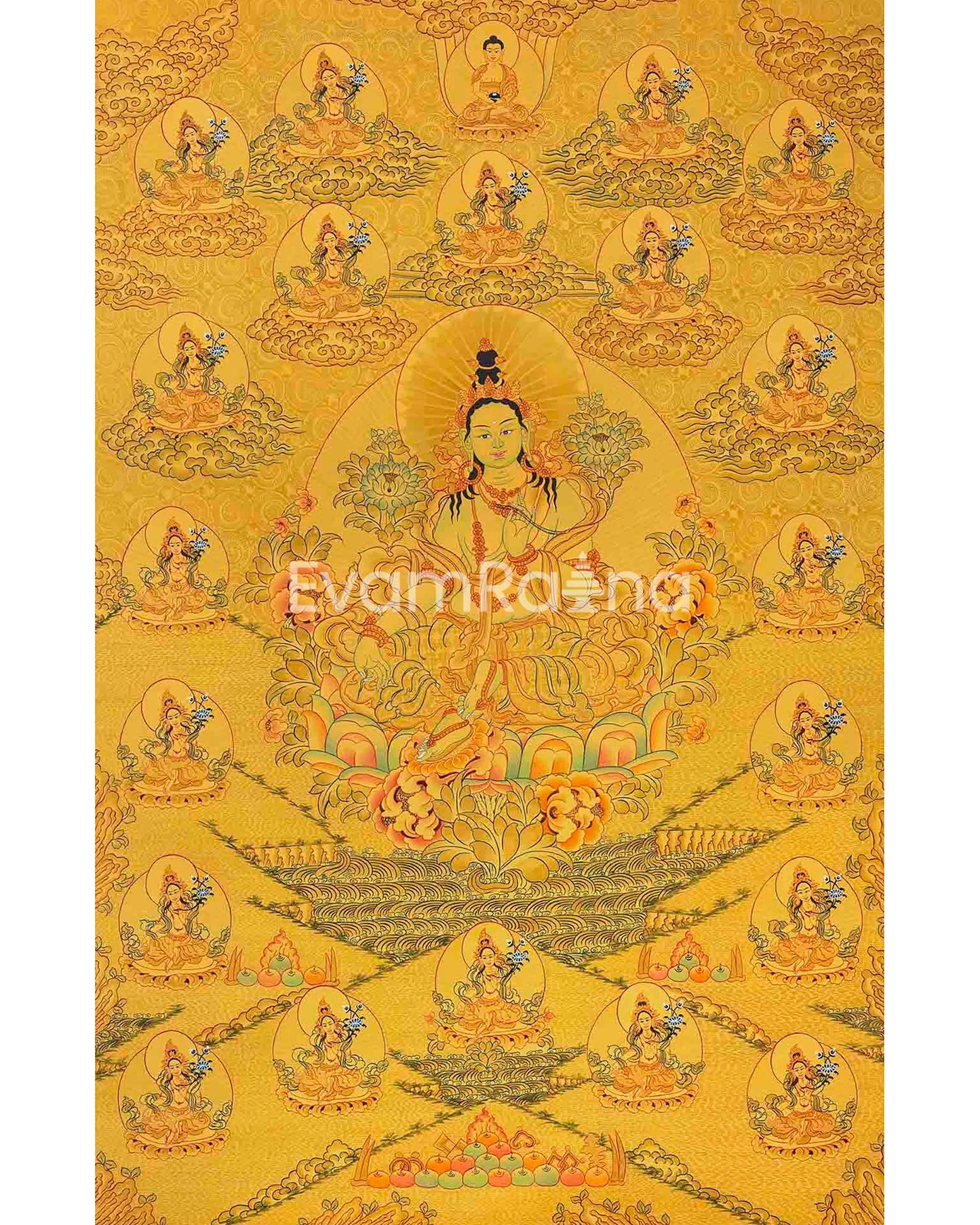 Full Gold Style 21 Green Taras Thangka | Buddhist Art | Master Quality | Thangka Painting |