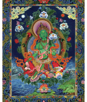 Green Tara Bodhisattva Thangka Prints