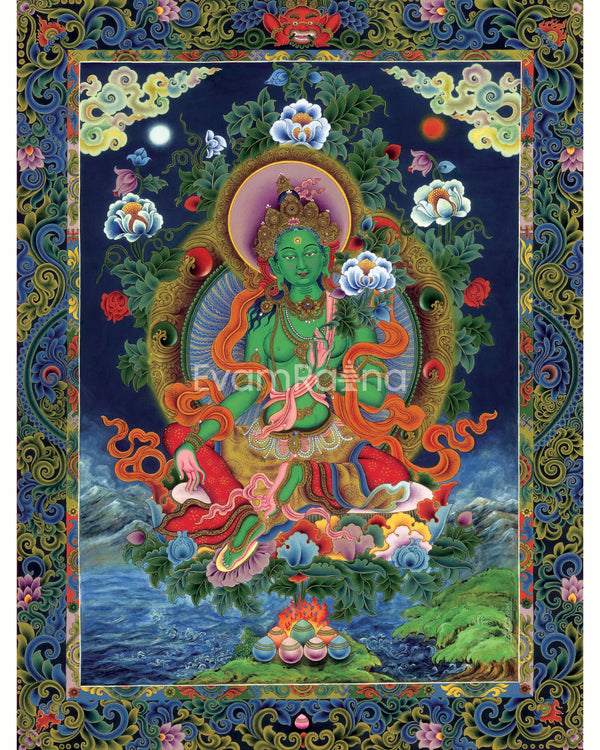 Green Tara Bodhisattva Thangka Prints