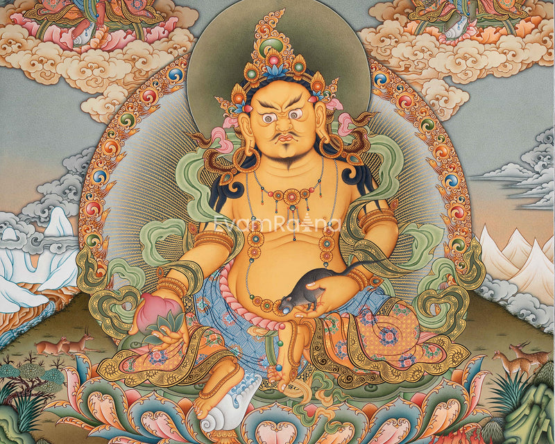 Dzambhala Thangka Print | Vajrayana Fine Artwork