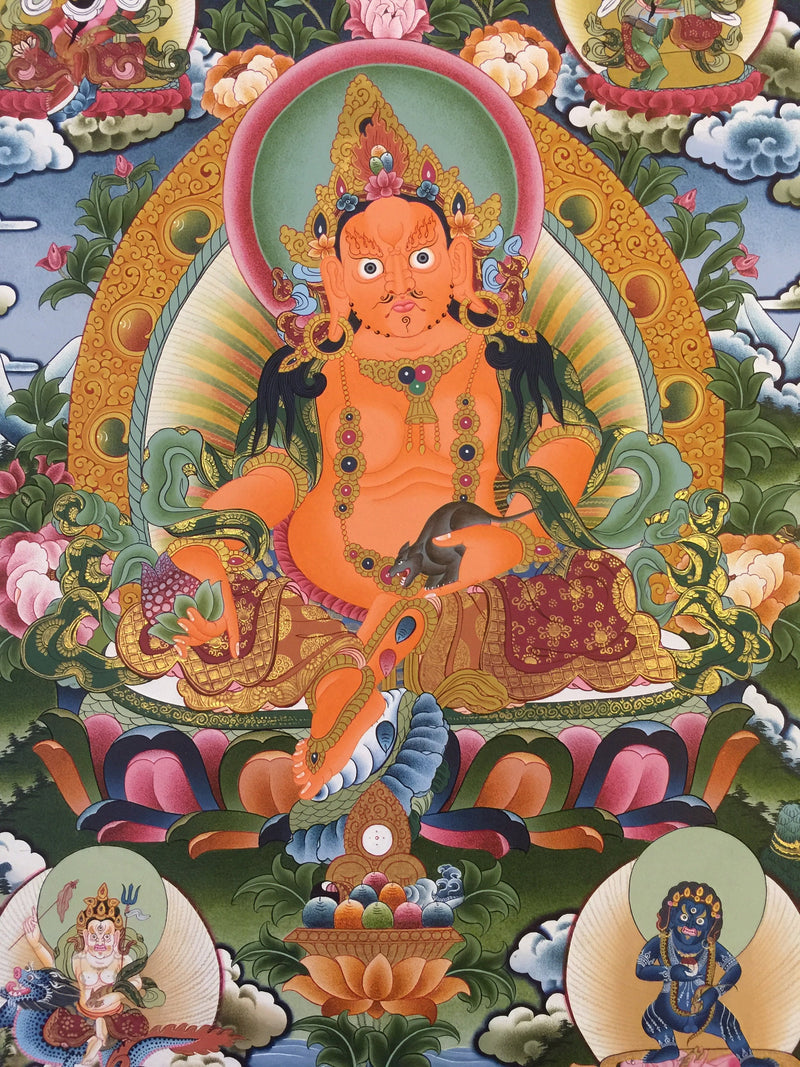 Dzambala Kubera Thangka | Divine Wealth and Prosperity | Home with Wealth and Good Fortune |