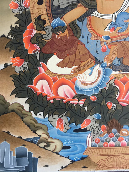 Original Hand Painted Dzambala Thangka Painting | Master Quality Buddhist Art |