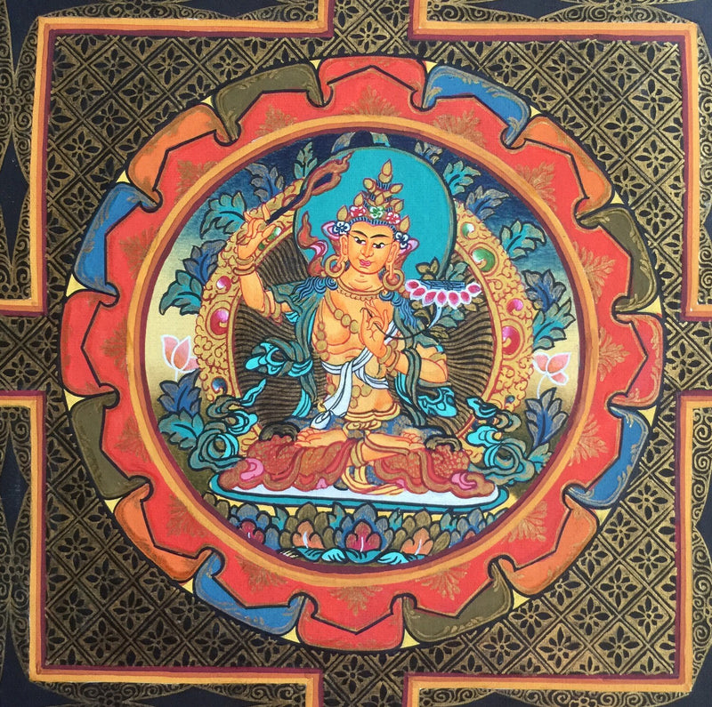 Original Hand-Painted Manjushree Mandala Thangka | Boddhisattva of Wisdom & Compassion |