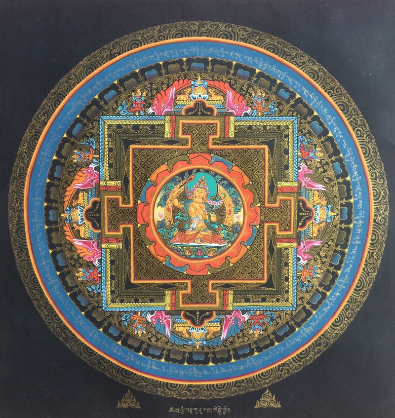 Original Hand-Painted Manjushree Mandala Thangka | Boddhisattva of Wisdom & Compassion |