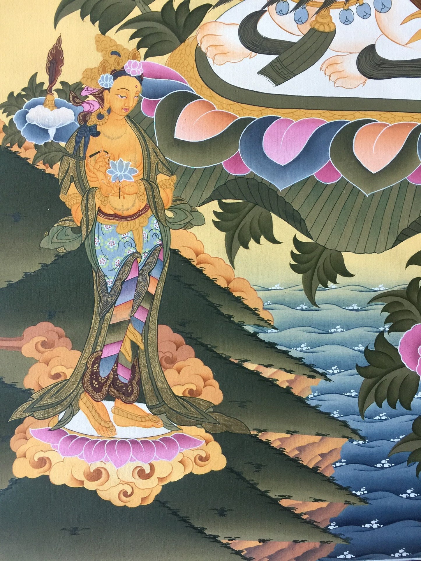 Original Hand-Painted Dharmapala Namtose Thangka | Lord of Wealth | Kubera Thangka