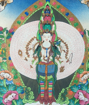 1000 Armed Avalokiteshvara | Original Handpainted Lokeshvara Thangka |