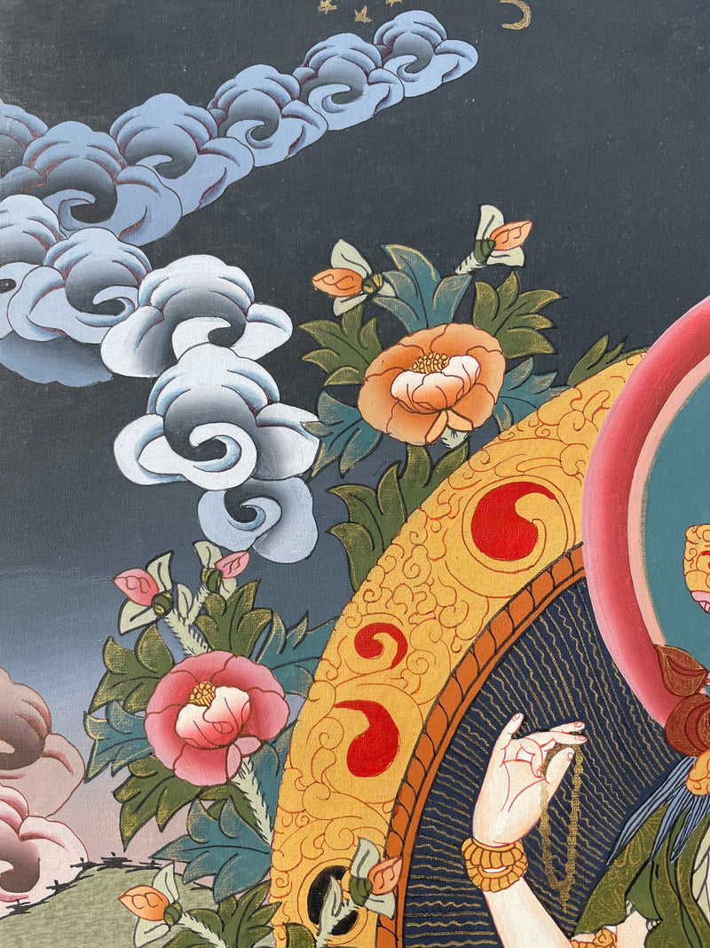 Original Hand painted Chengrezig Tibetan Thangka | Avalokiteshvara Painting