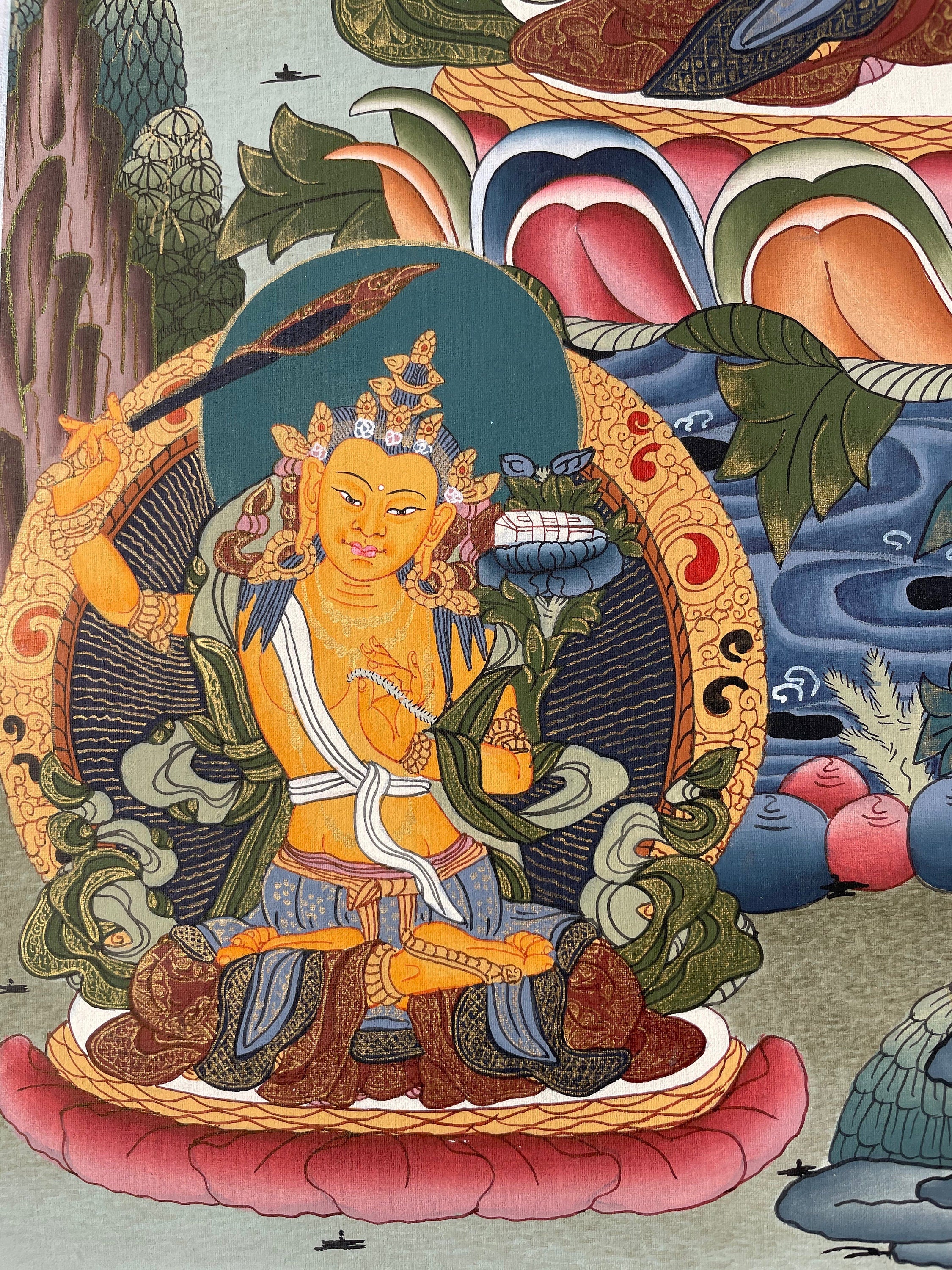 Original Hand painted Chengrezig Tibetan Thangka | Avalokiteshvara Painting