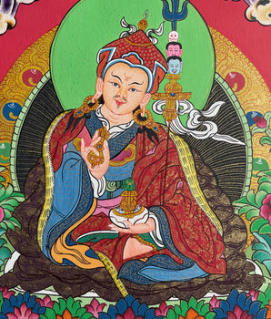 Original Hand-Painted Guru Rinpoche Thangka Painting | Fine Quality Sacred Art |