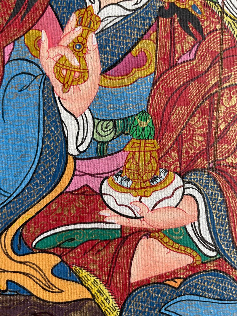 Original Hand-Painted Guru Rinpoche Thangka Painting | Fine Quality Sacred Art |