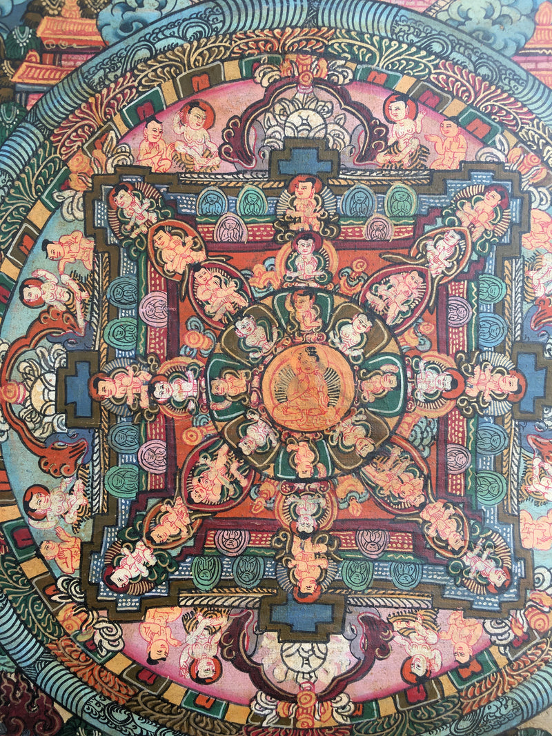 Brocade Mounted Buddha Mandala Thangka Painting | Buddha Painting