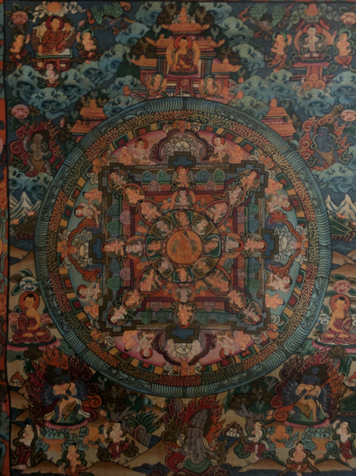 Brocade Mounted Buddha Mandala Thangka Painting | Buddha Painting