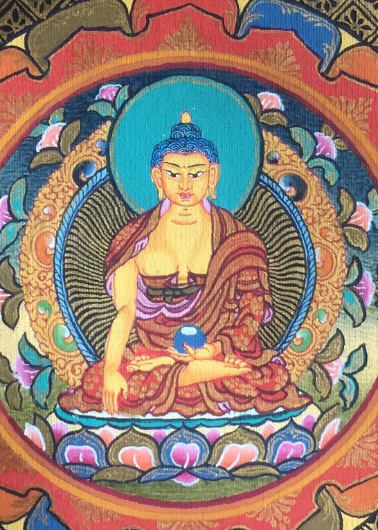 Hand-Painted Shakyamuni Buddha Mandala | Tibetan Wall Hanging